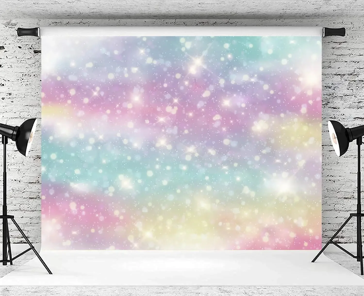 

abstract Rainbow Cloud Glitter Stars Princess Birthday Party Banner photo background photography backdrop