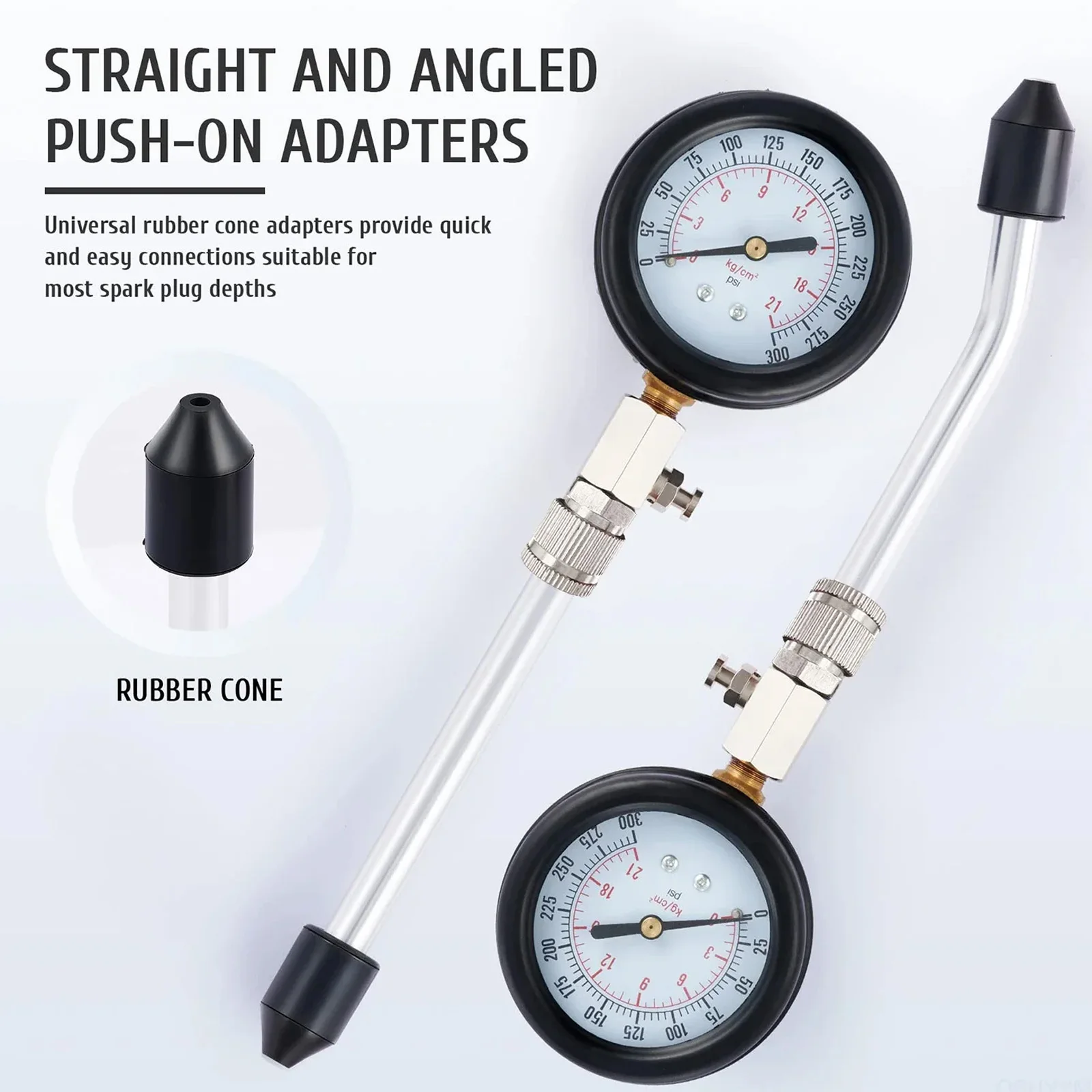 Auto cylinder tester kit multi-function gasoline engine compression gauge 0-300 PSI pressure gauge with M10 M12 M14 M18 adapter