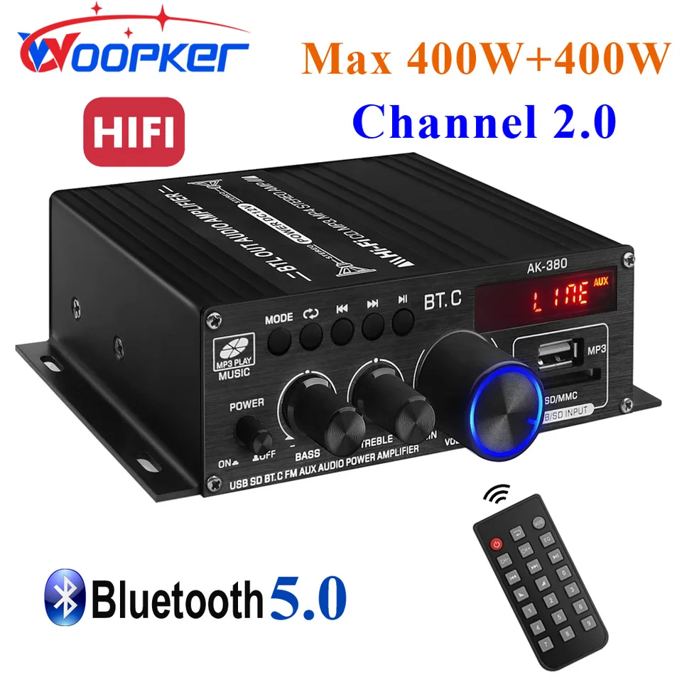 Woopker AK380 Digital Audio Amplifier 800W Bluetooth Power AMP