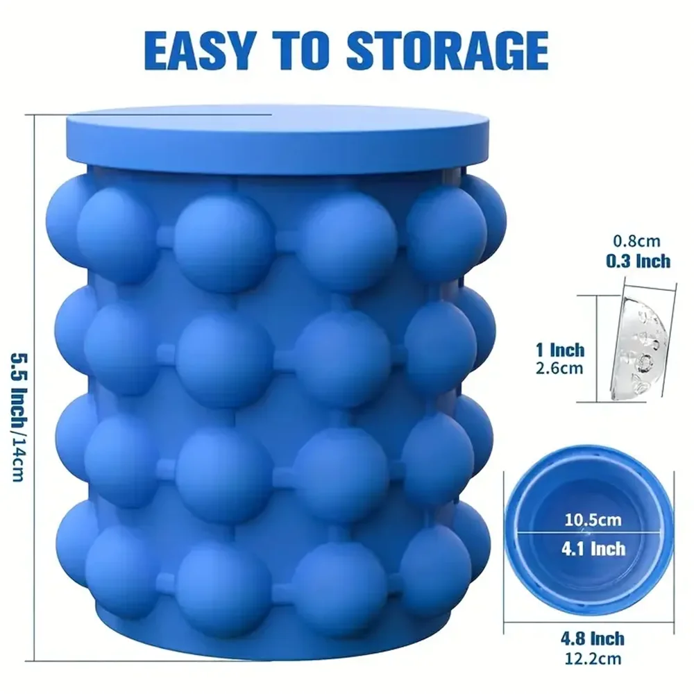 1pc Silicone Ice Cube Tray Quick Freeze Ice Bucket,Round Ice Maker for Chilled Beverages,Easy to Freeze,Durable & Easy to Clean image 2