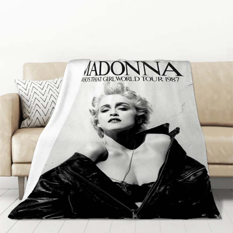 Famous Singer Madonna Ciccone Bed Blankets for Decorative Sofa Throw Blanket Microfiber Bedding King Lid Catnap Knee Fleece Nap