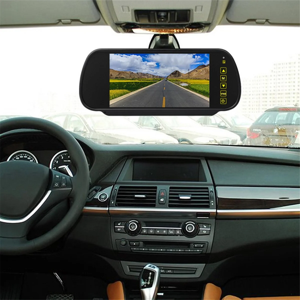 7 Inch Car LCD Mirror Monitor Parking Screen 2 AV Input Auto Display Assist for Rear View Reversing Camera