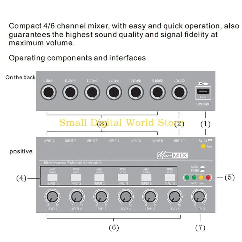 77ub Compact Mixer KTV Karaok 4 Channel Professional Sound Mixer