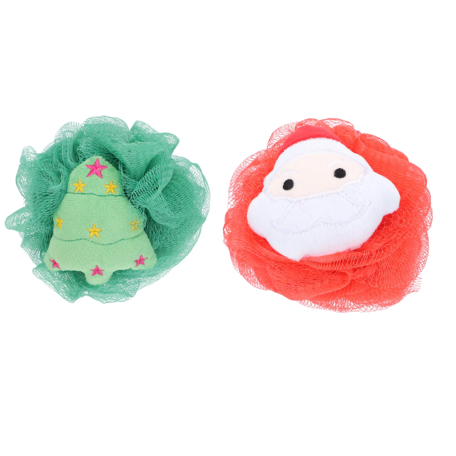 

2 Pcs Bath Ball Scrubber for Body Shower Tools Loofah Foaming Balls Pe Xmas Themed Flowers Baby