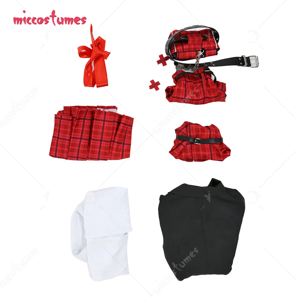 Women's JK Schlool Uniform Set Cosplay Costume Outfit with Belt Waist Bag Leg Covers Arm Accessories Tie Headdresses