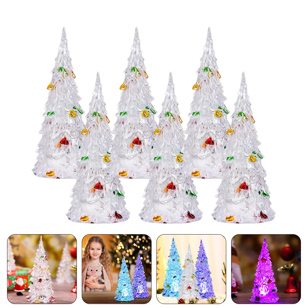 

6 Pcs Desktop LED Christmas Tree Decoration Decorations Acrylic Color Mini Trees