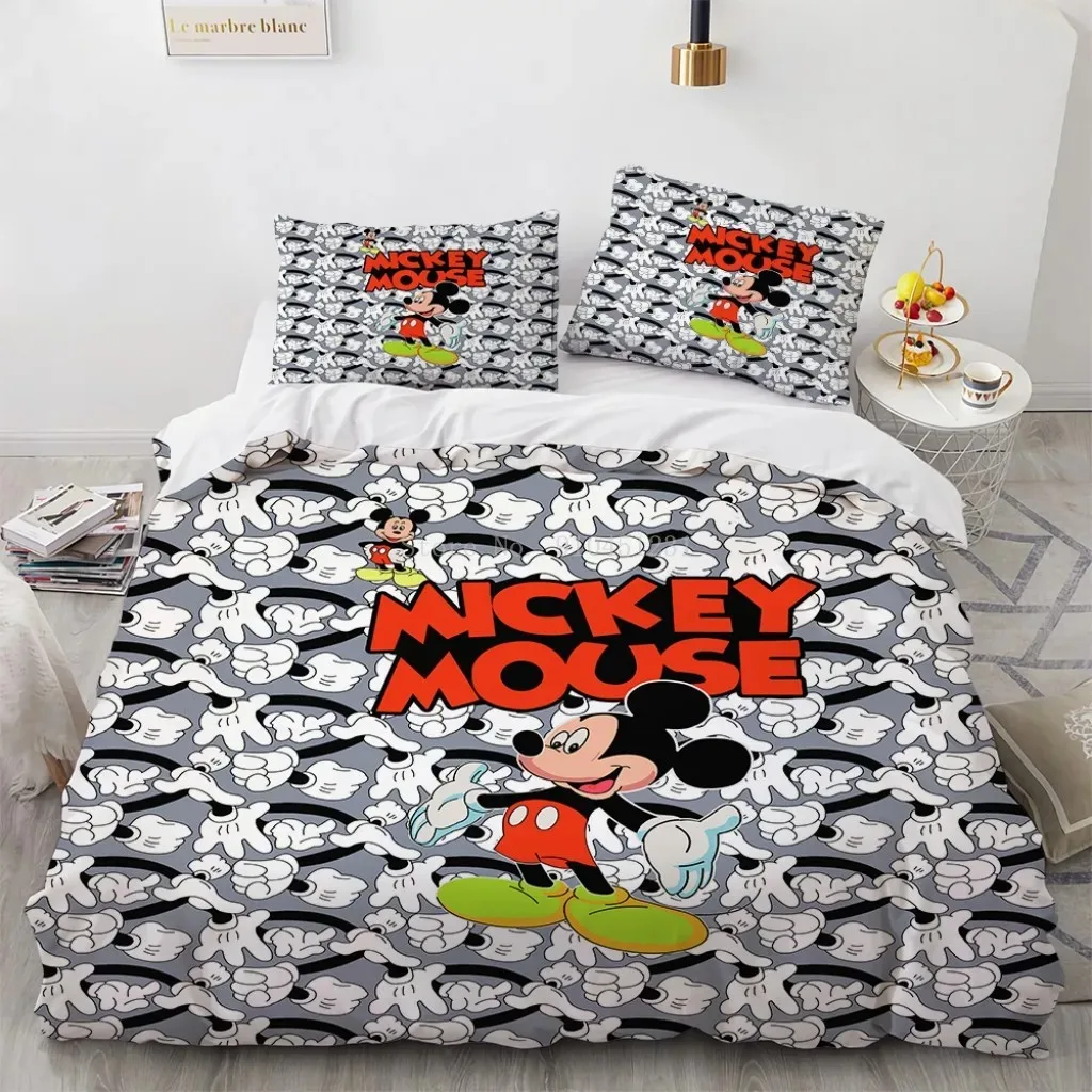 Imagem -02 - Disney-mickey Mouse Capa de Edredão e Travesseiro Conjunto de Cama Queen e Casal Casa e Quarto Presente para Meninos e Meninas