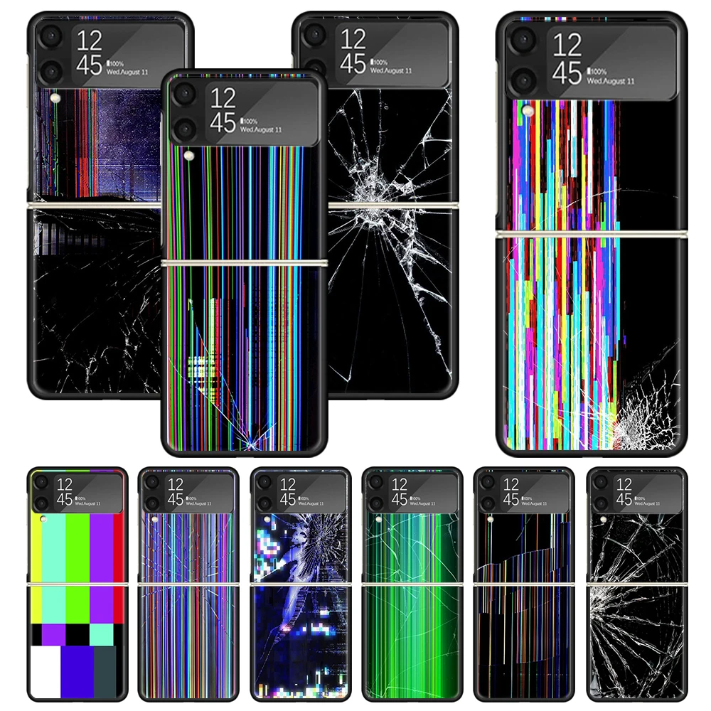 Broken Phone Screen Zflip4 Zflip5 Phone Case For Samsung Z Flip3 Flip4 Flip5 5G ZFlip 4 5 3 Cover Cellphone Shell Fundas