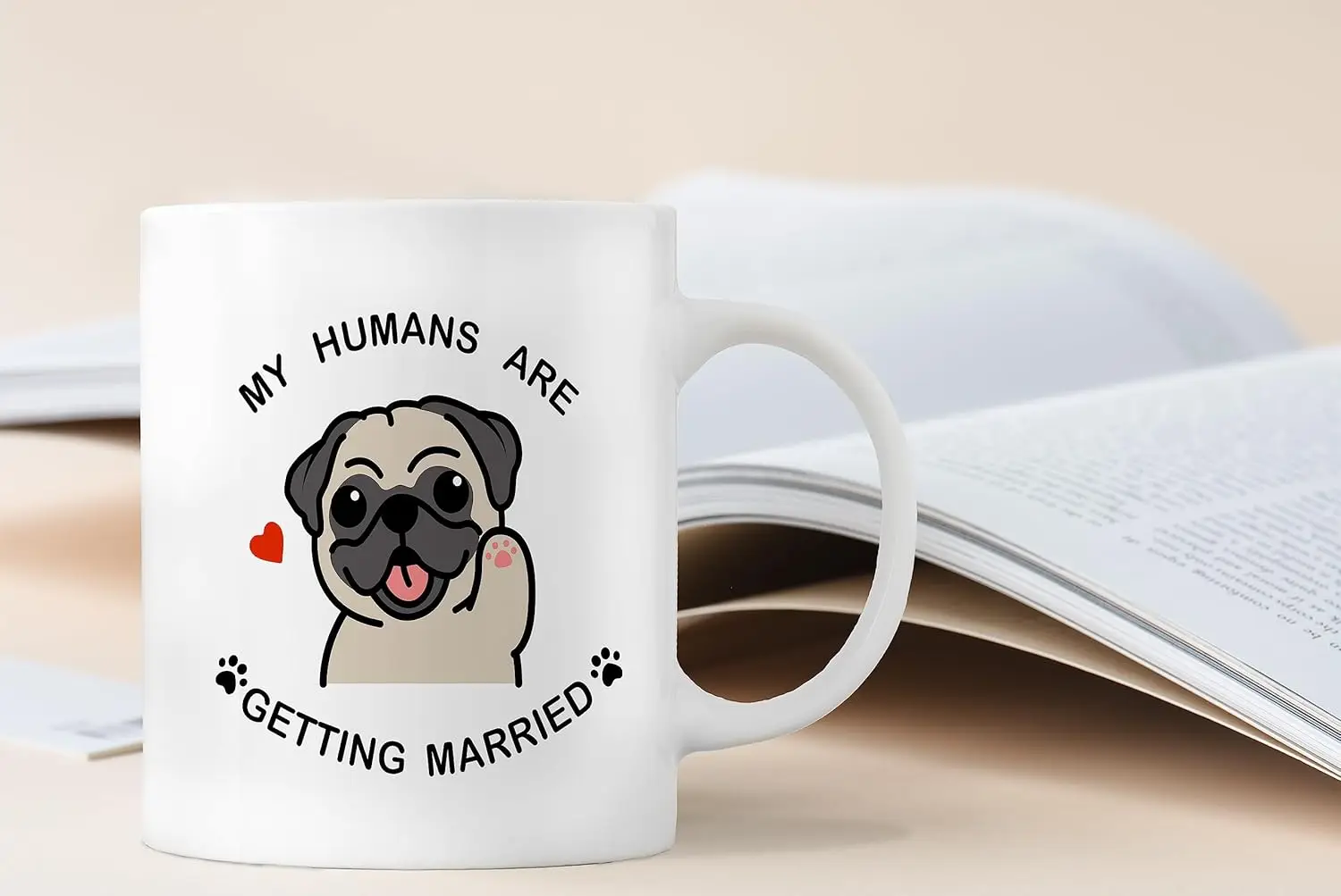 My Humans are Getting Married Cute Pug Dog Coffee Mugs Engagement Dog Gifts for Newlyweds Bride Groom Couples cup