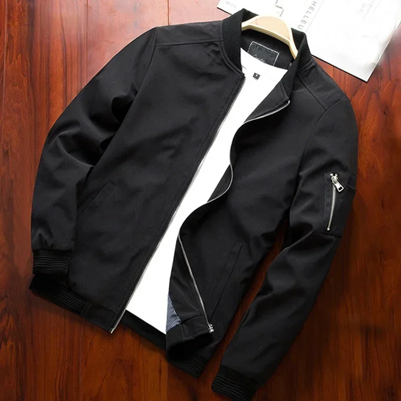 

2025 Bomber Jacket Thin Slim Long Sleeve baseball Jackets Mens Windbreaker Zipper Windbreaker Jacket Male Outwear Brand Clothing