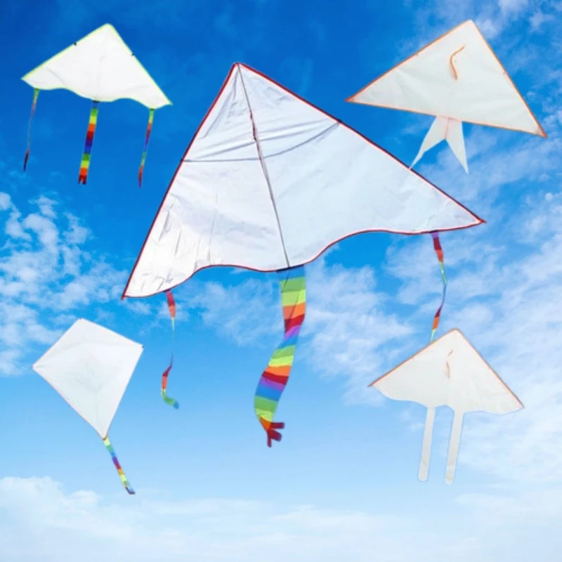 2pcs diy kite nylon fabric Children kite flying toys diamond kite white kite Outdoor toys wind kite butterfly kite fun snake koi