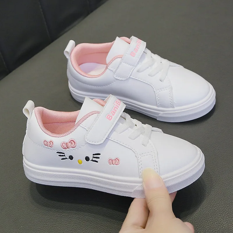 Kid Casual Board Shoes Girls Cute Patterned Flat Shoes Outdoor Children Riding Jogging Sneakers Students Hiking Breathable Shoes