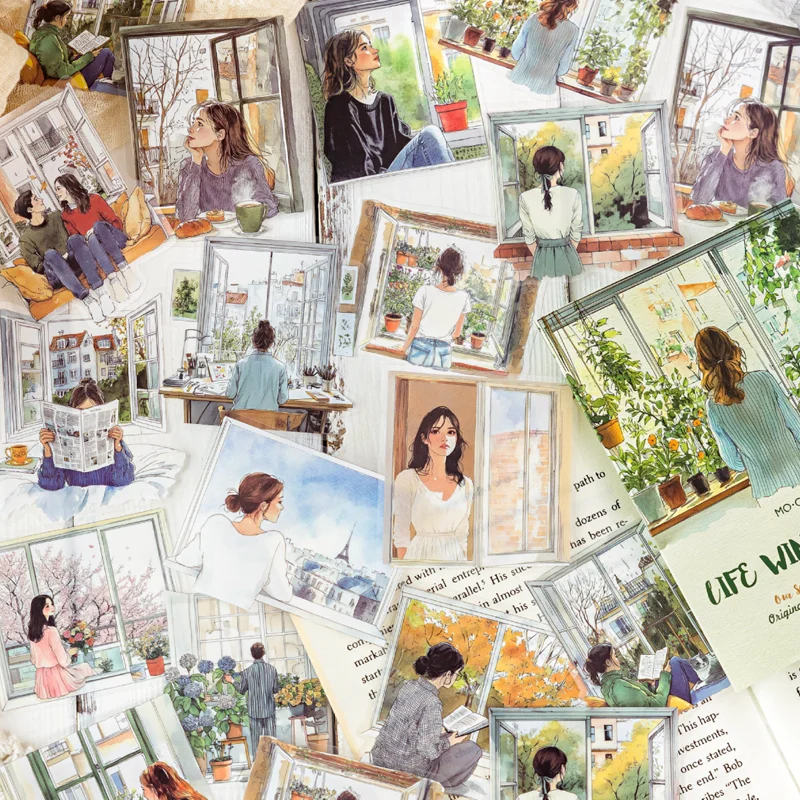 

120 штук серии «Us by the Window», оконный цветочный сезон, тематические наклейки для домашних животных, справочник, коллаж, фоторамка «сделай сам», скрапбукинг