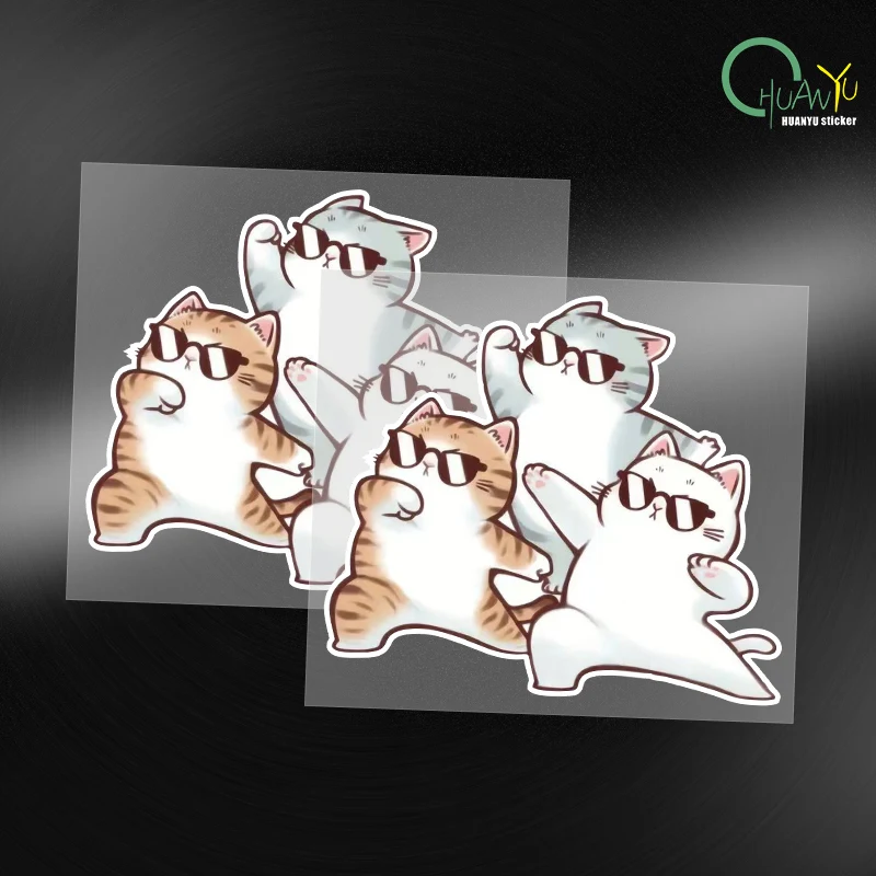 ملصقات زجاج باب خلفي للسيارة ، نوافذ جانبية ، دراجة نارية ، ديكور خارجي ، وسيم ، ثلاث قطط ، شخصية ، وسيم