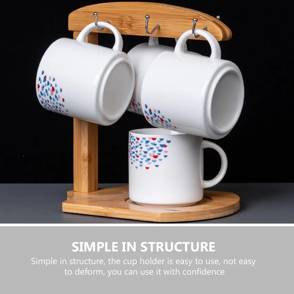 

Sturdy Bamboo Coffee Mug Tree Holder Tea Cup Storage Countertop Organizer Stand Drying Rack For Home Kitchen Supplies Bar