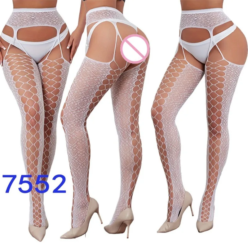 

Сексуальные носки на подтяжках, женские аксессуары для сексуального нижнего белья, колготки с разрезом, полосатые носки средней длины, модные ажурные носки