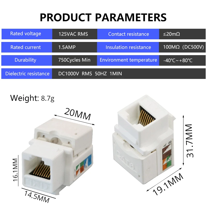 10 pces cat6 utp ethernet módulo de rede rj45 conector de informação tomada computador adaptador tomada cabo jack