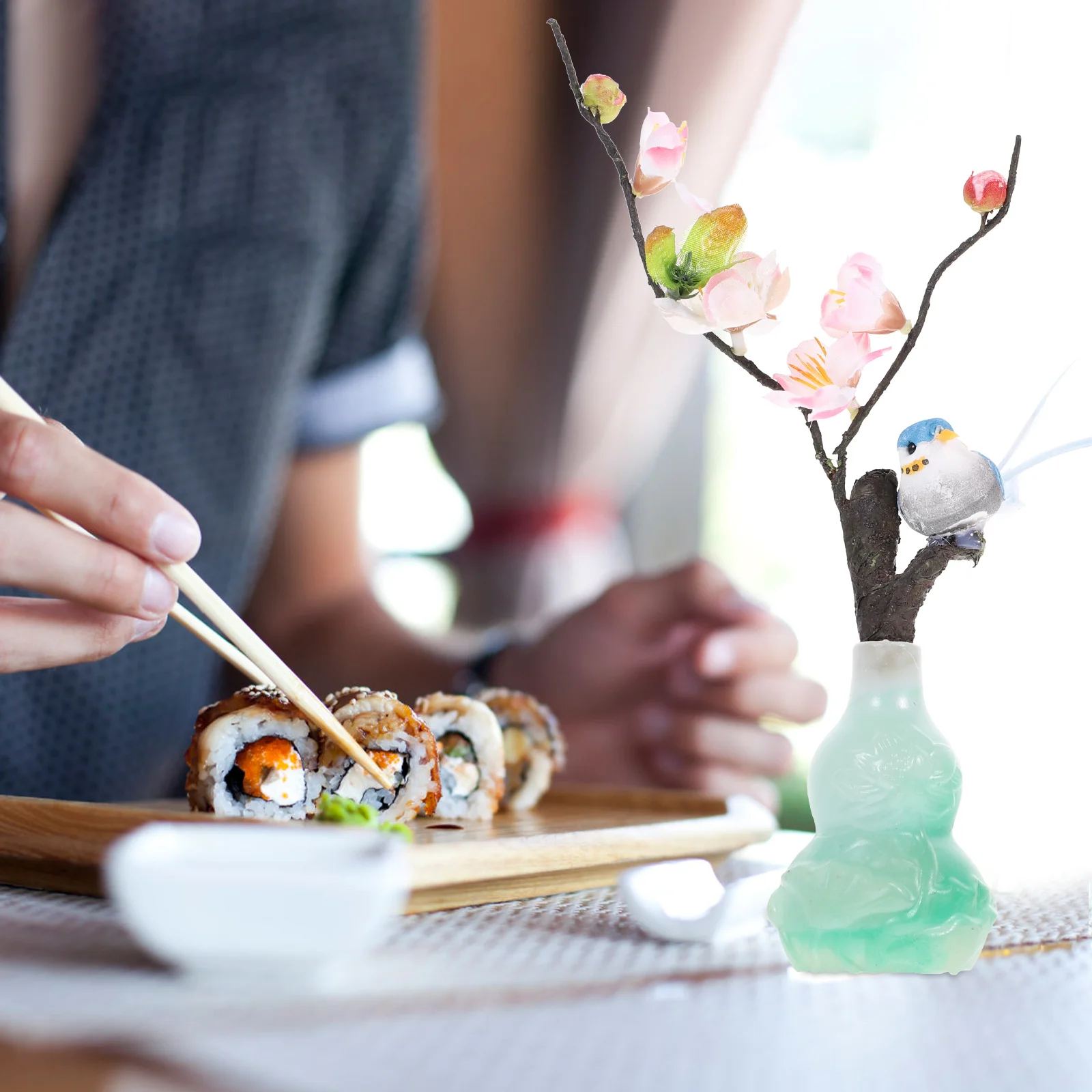 

Realistic Faux Birds Flowers Decor For Sushi Plate Cold Dish Ornament Unique Creative Food Plate Decoration Artisanal Serving