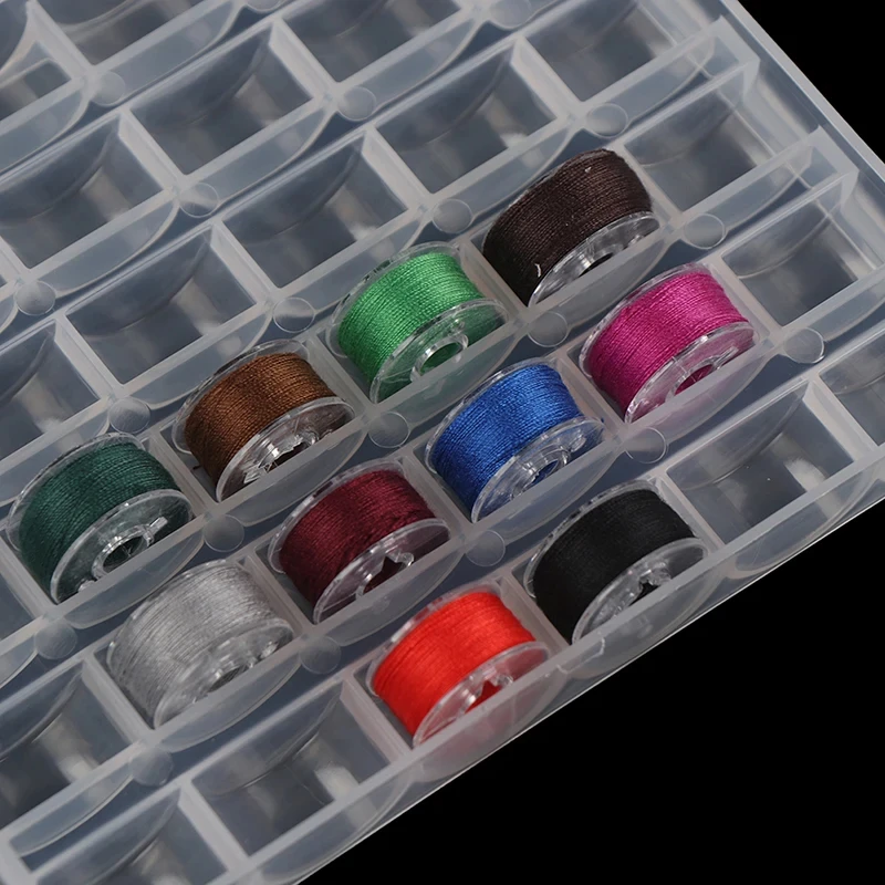 

25 Spools Empty Bobbins Storage Box Sewing Accessories Tools Plastic Sewing Machine Bobbin Case Knitting Needle Organizer