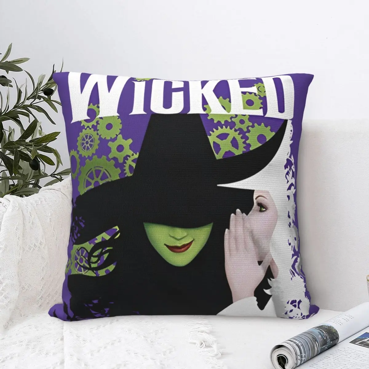 Musical Fantasy Film W-Wicked Pillowcase Polyester Cushion Cover Decorative Throw Pillow Case Cover Bed Square 45*45cm