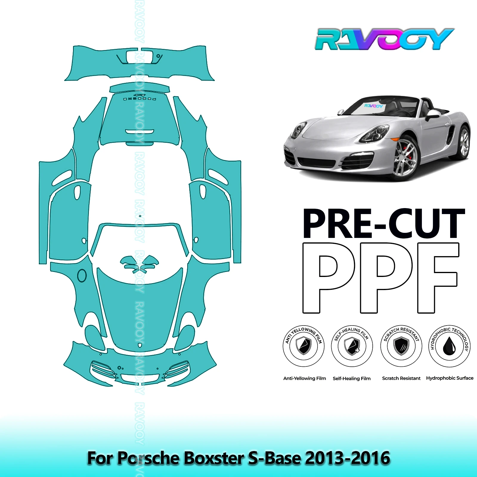 

8.5Mil Precut PPF Paint Protection Film Full Vehicle Clear Bra For Porsche Boxster S-Base 2013-2016