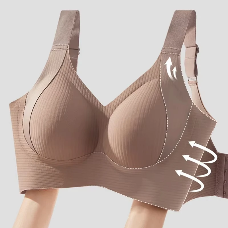 1/2 pezzi di biancheria intima senza cuciture da donna, stile sottile, seni grandi, seni piccoli, senza fili, reggiseno pull-up e anti-cedimento di grandi dimensioni