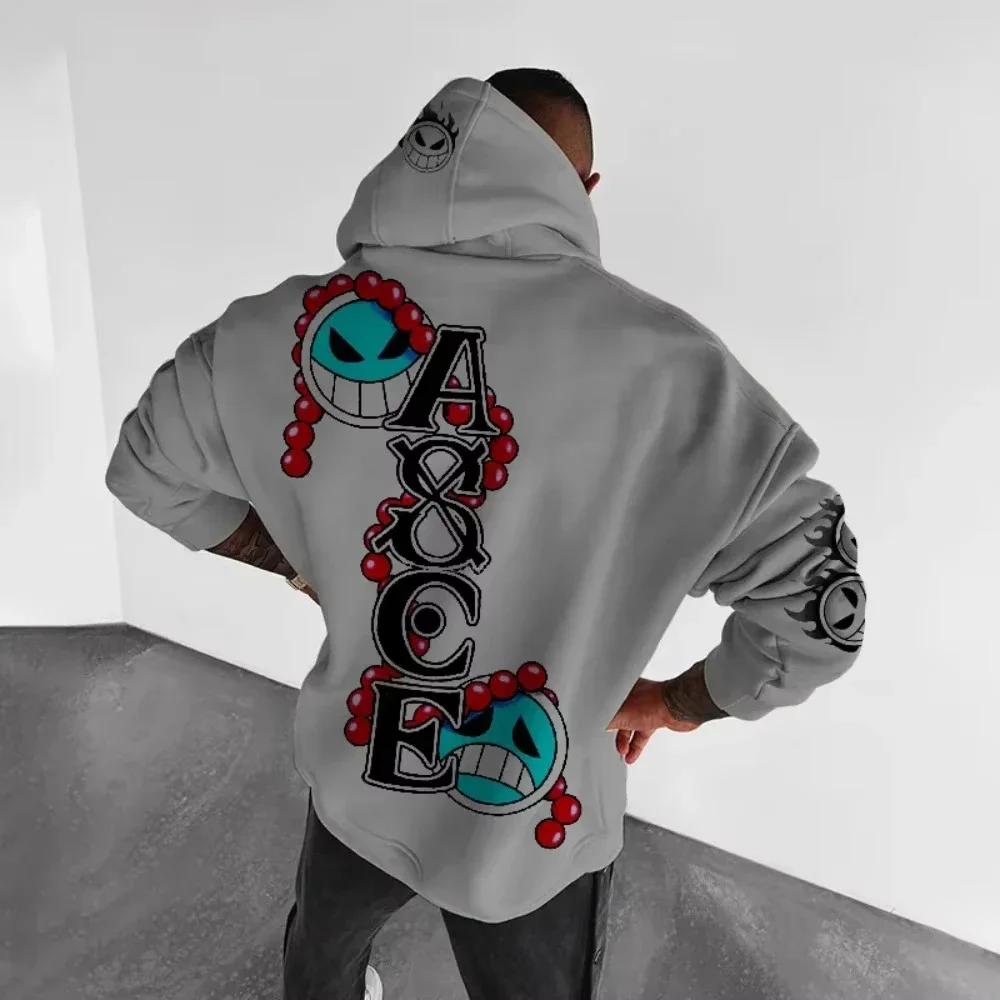 ONE PIECE Trend Explosion Felpa con cappuccio da uomo Maglione Portgas Ace Japan Anime Primavera e autunno Ragazzi Bambini Casual Abbigliamento genitore-figlio