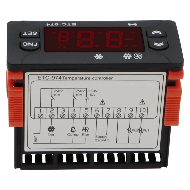 VENDITA CALDA 8X ETC-974 Regolatore di temperatura digitale Microcomputer Termostati Termostato Allarme di refrigerazione Sensore NTC 220V