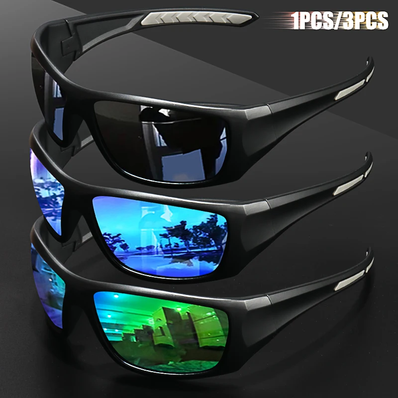 1pc/3pc unisex gepolariseerde sportzonnebril - onverwoestbaar frame, UV400-bescherming, ideaal voor fietsen, vissen en hardlopen