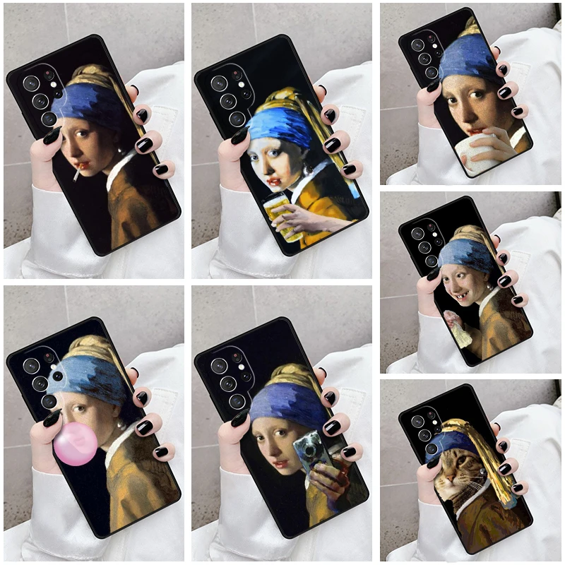 Phone Case For Samsung Galaxy S24 S23 S21fe S22 Ultra Plus Note 10 20 S8 S9 S10 Cover Girl With A Pearl Earring