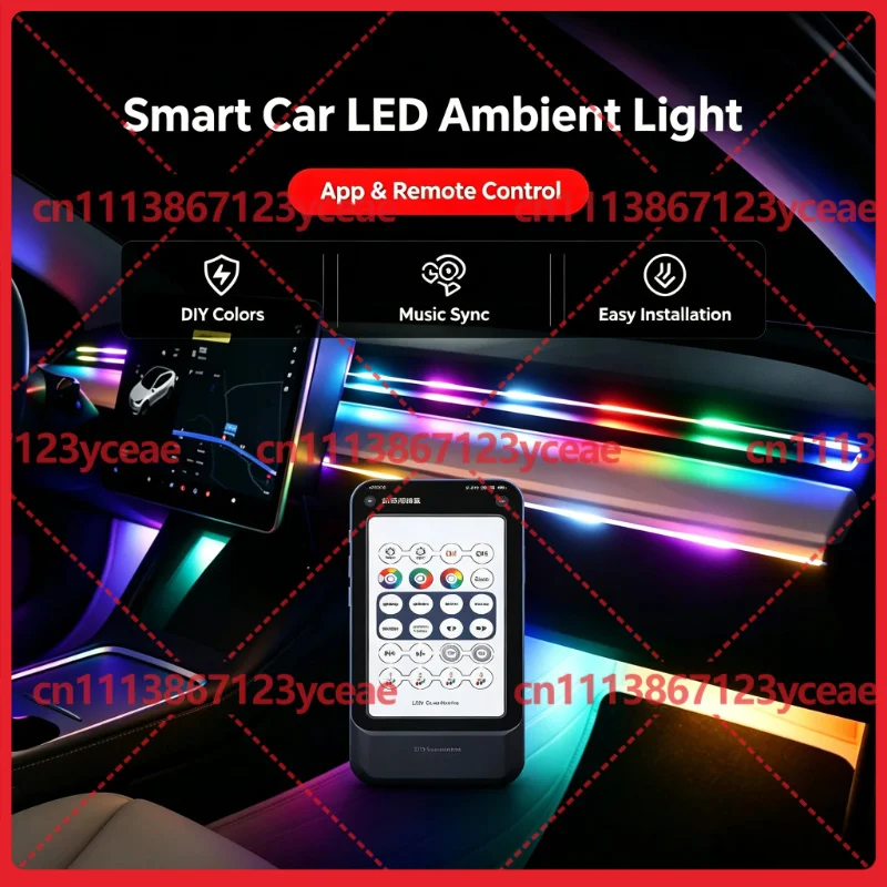 For Auto RGB Flow LED Acrylic Interior Center Console Ambient Light USB Car Decor Lamp Aftermarket Replacement Spare Part