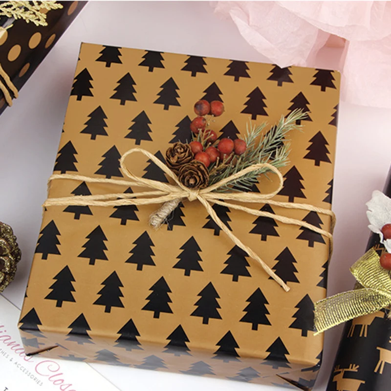 레트로 간단한 포장지 다목적 절단 가능한 단면 선물 상자 포장지 70CMX50CM, 선물 상자 포장지