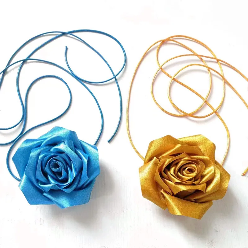 Belt neck tie design, literary and fashionable, accessories sense homemade women's rose flower necklace