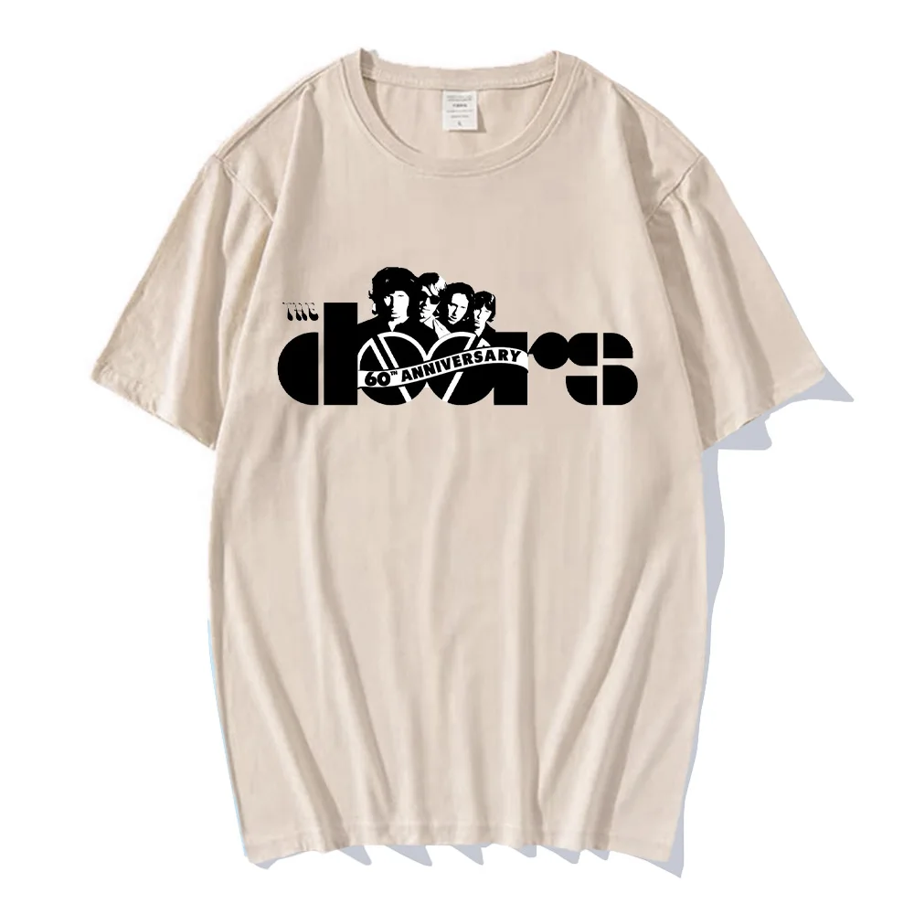 The Doors Band 60th Anniversary Ceremony T-shirts Vintage Classic Cotton Top New Short Sleeve Unisex Funko Y2K Tshirts Chic Tees