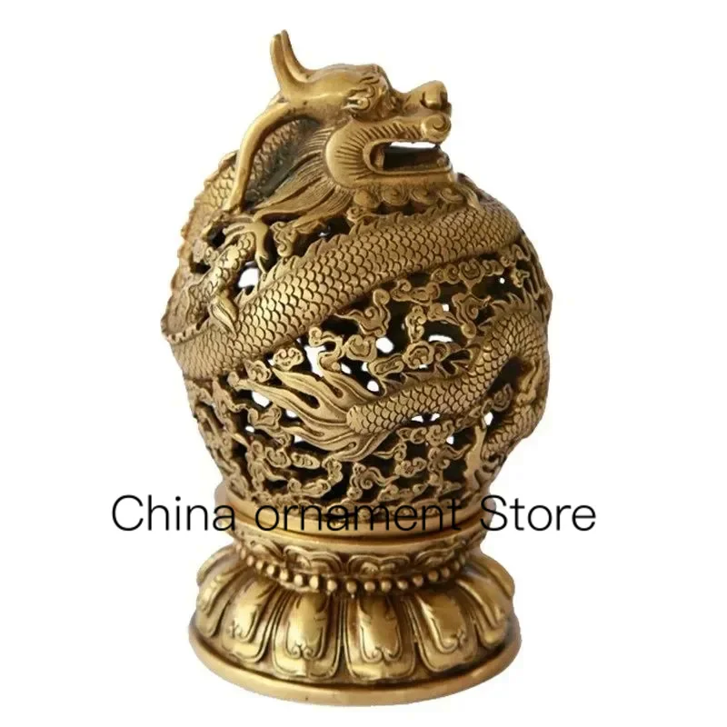 

CHINA BRASS BRONZE COLLECTABLE CARVED DRAGON INCENSE BURNER metal crafts Home decoration