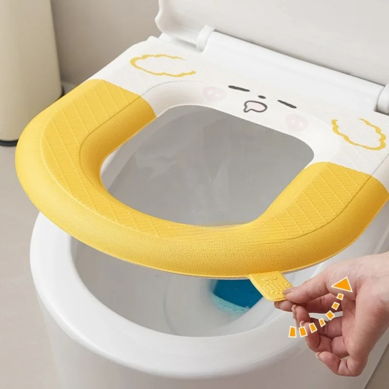 Not Easy Deformation Toilet Seat Pads Waterproof Isolate Dirt Bathroom Accessory 38x40cm Contrast Color Toilets Decorative Mats