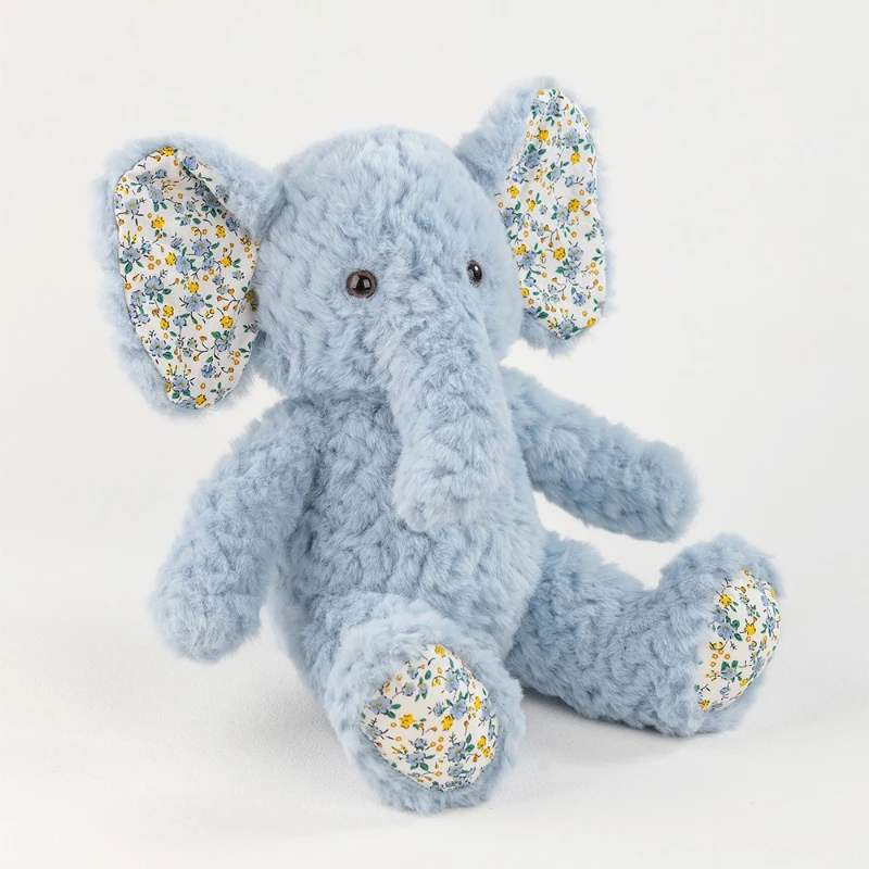 Baby Blue Elephant Peluche che riduce il sonno Texture morbida e ondulata Bambola comfort Adorabile piccolo elefante Perfetto come regalo per bambini