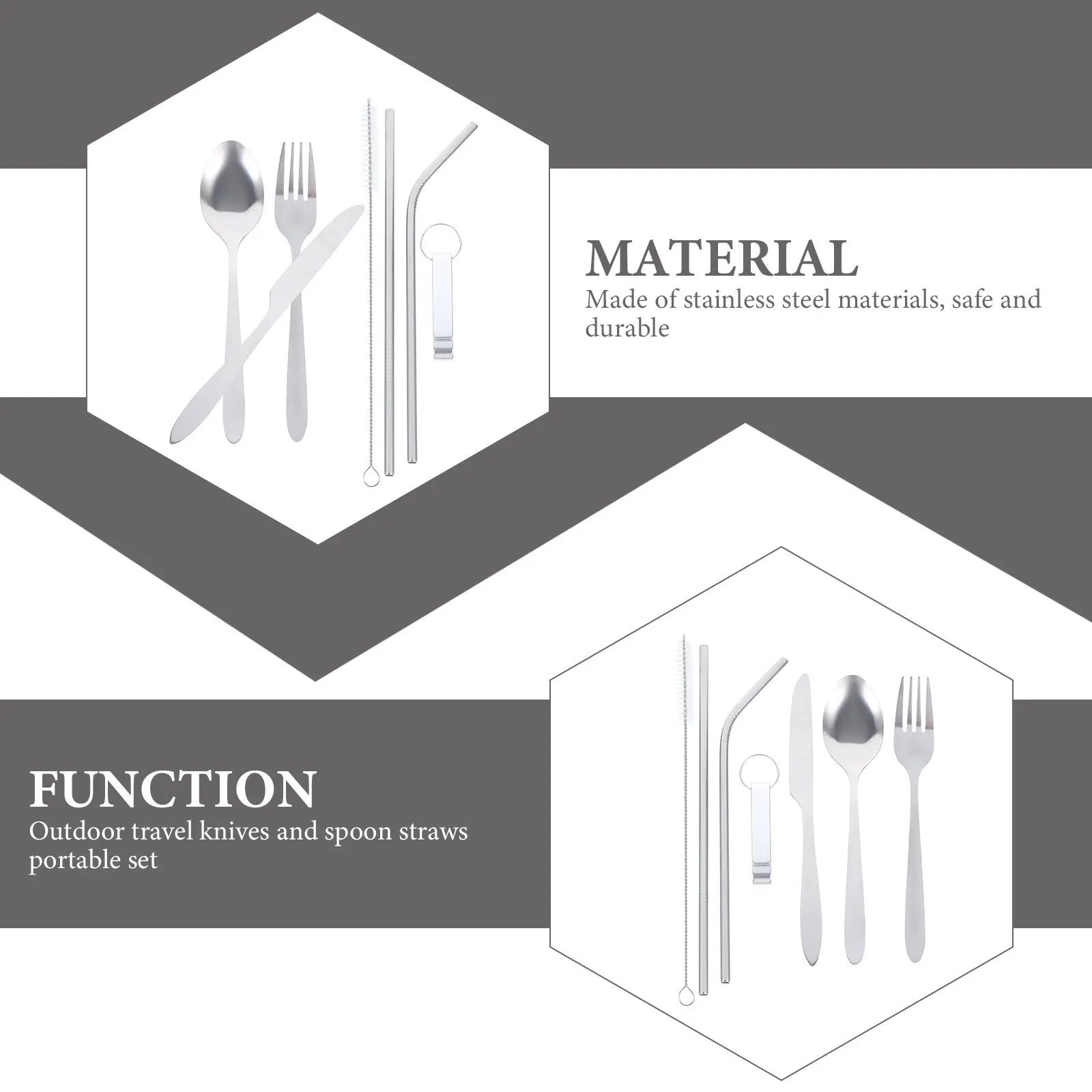 

1 Set Stainless Steel Cutlery Kit Fork Spoon Cutter Tableware Dinnerware Western Food Flatware Reusable Dishwasher Safe