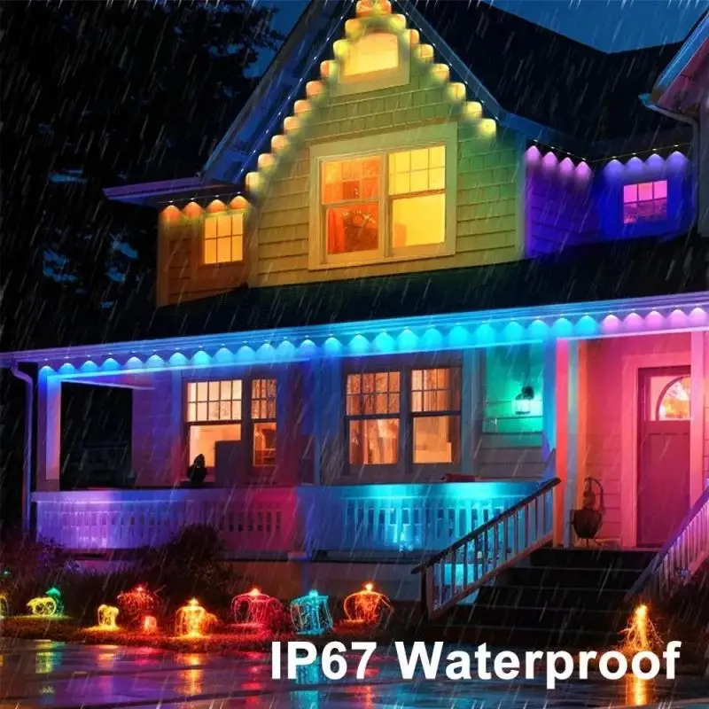 LED Permanent Outdoor Eave Light RGB IC Light Strip Waterproof for House Party Holiday Christmas Birthday Lighting