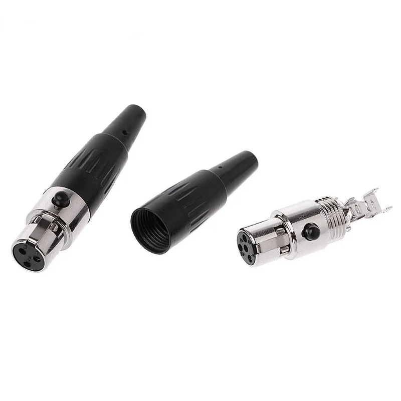 1Pcs High Quality Mini XLR 3 4 Pin Female Plug Small XLR Audio Microphone Connector for MIC Soldering Straight