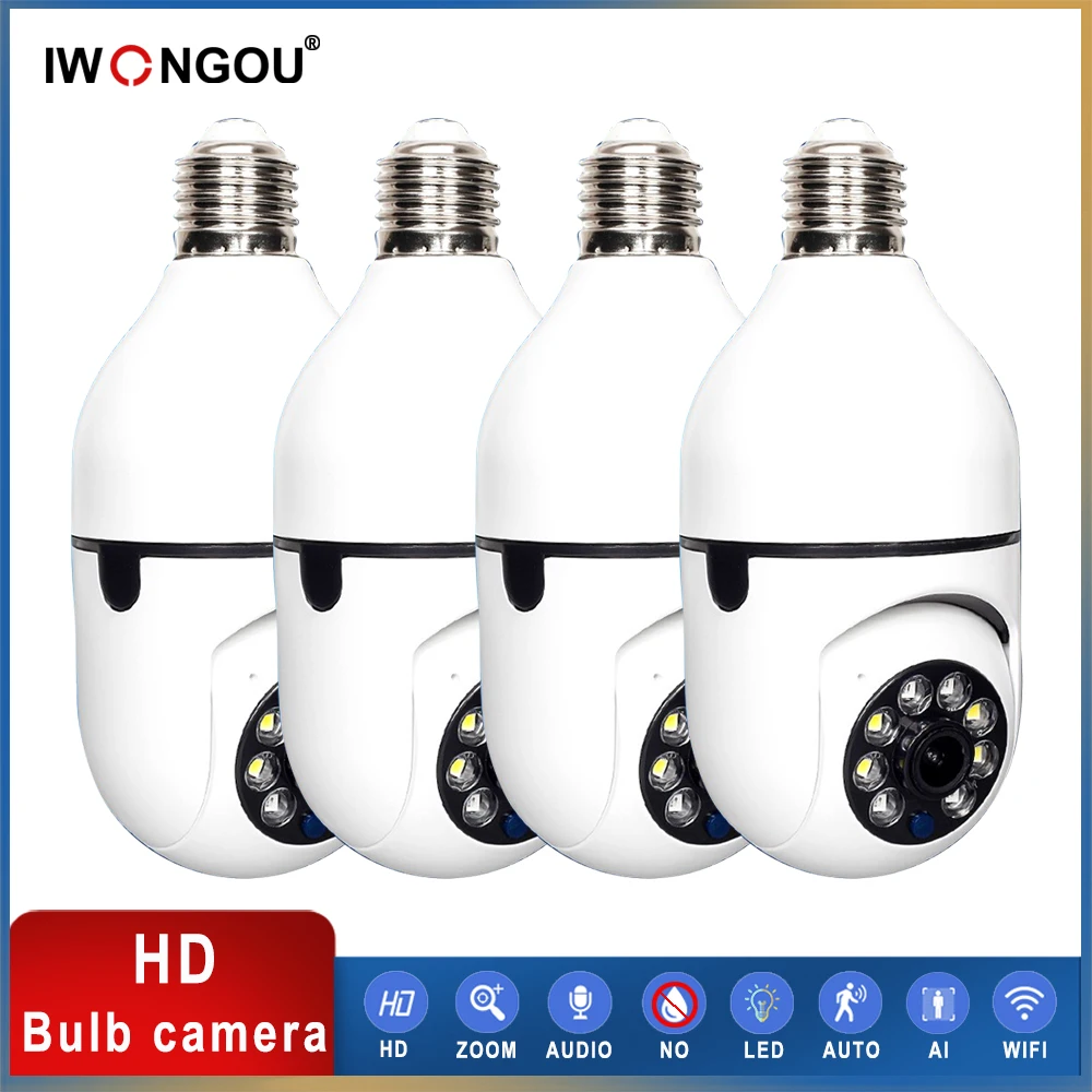 Home Camera for Baby Room 2MP Night Vision Fullcolor Wireless Indoor Wifi Surveillance Camera IWONGOU Humantracking Bulb Camera