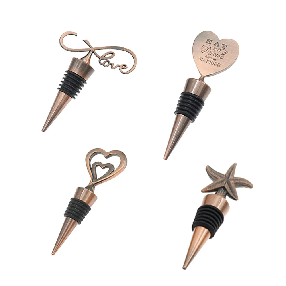 

4pcs Bottle Stoppers Silicone Beverage Bottle Stoppers Sealing (Hollow out Love+ Heart Shape + love +