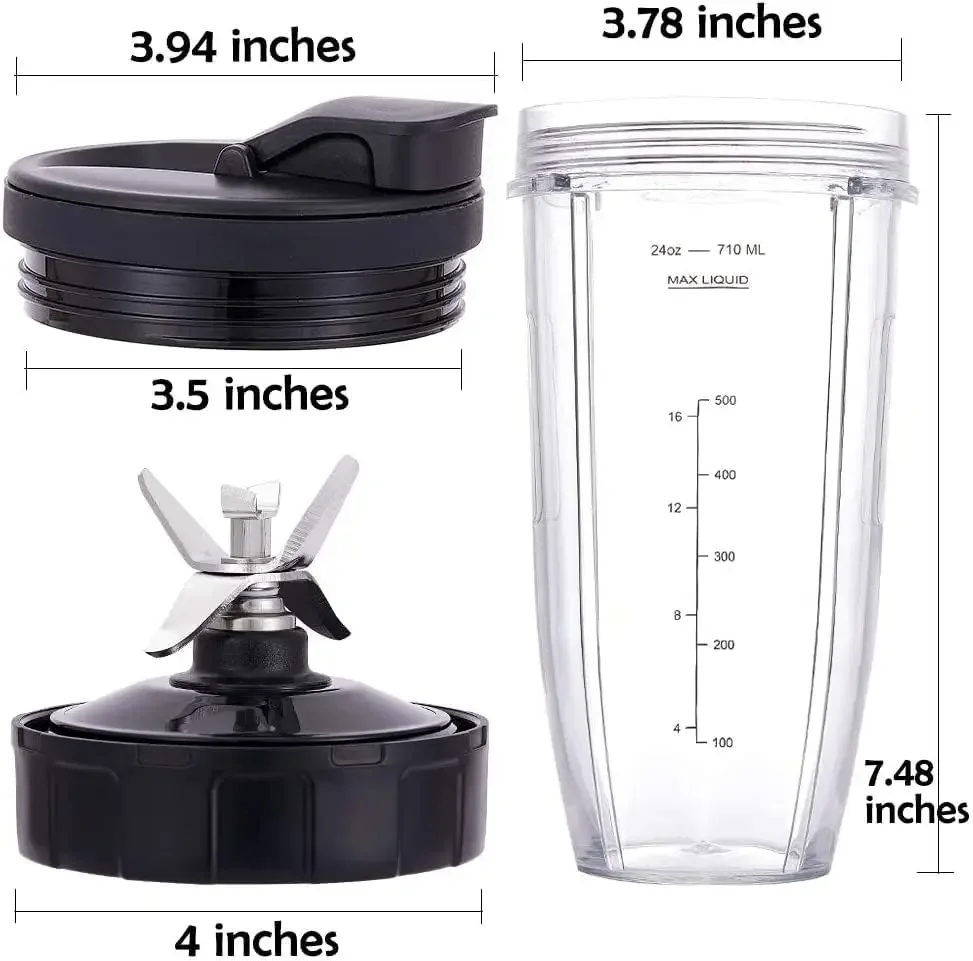 Blender Replacement Parts 24oz Cups Extractor Blade for Nutri Ninja Auto IQ BN801 BL480-30 BL640-30 BL642-30 NN100-30 BL2012