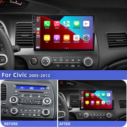 Imagen 2 del producto Radio estéreo de coche Android 13 Carplay de 10 ""para Honda Civic 8 2005 - 2012 reproductor Multimedia navegación GPS 2 Din 4G Audio DVD