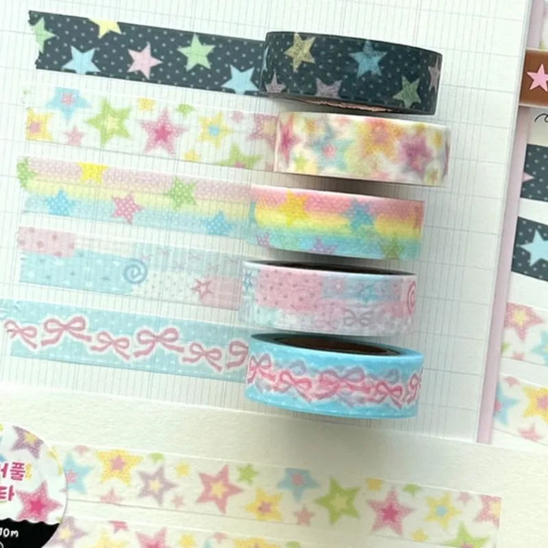 1 pc 1.5cmx3m Kawaii Star Washi Tape Sweet Heart Decor Tape Korean INS Aesthetic for Journal Diary Planner Craft Supplies view 4