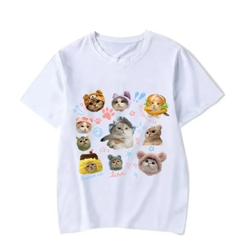 Kittens Avatar Blouse Women's T-shirt Female Y2k Clothes Girls Kawaii Tops House Pet Print Streetwear Cute Cat Graphic Clothing