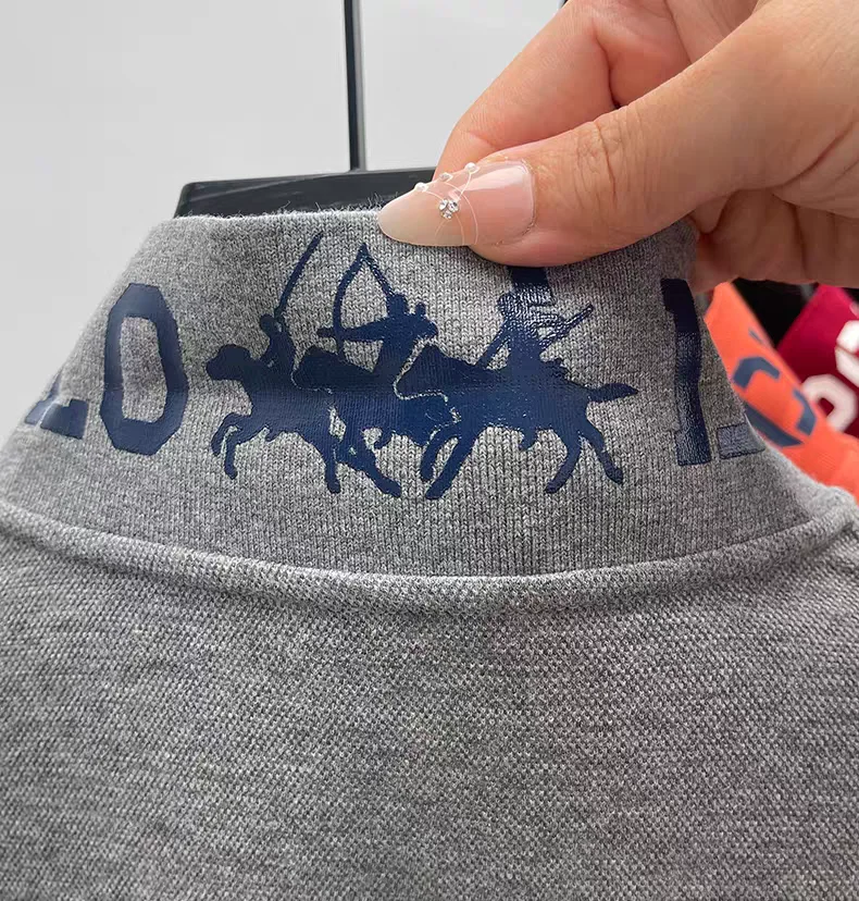 العلامة التجارية الفاخرة قميص بولو رجالي التلبيب الدب التطريز طباعة طويلة الأكمام 100 القطن تي شيرت الخريف الأعمال موضة رائعة الرجالية #2