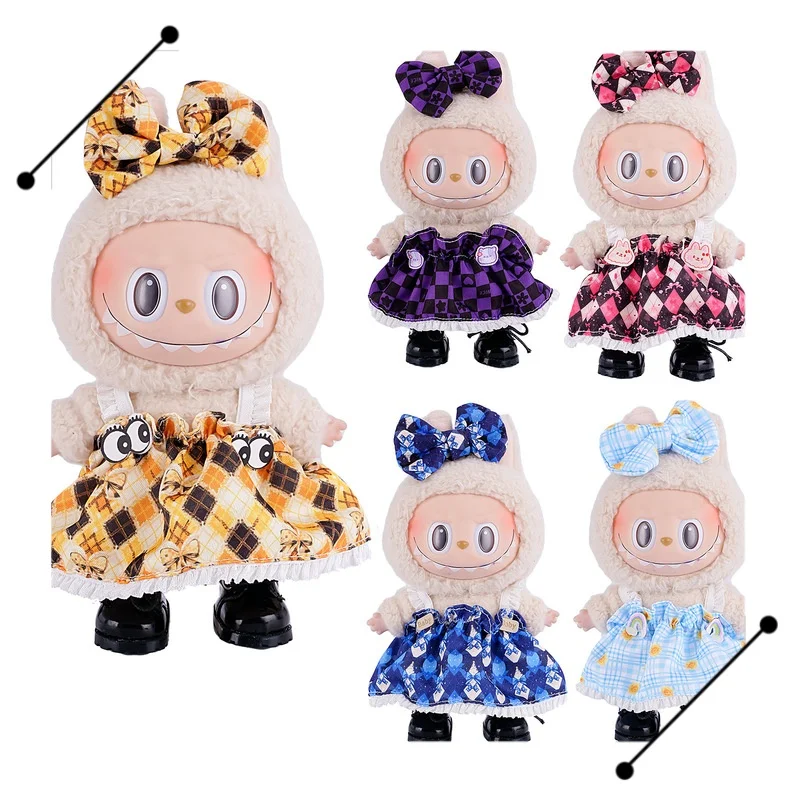 

New Available First and Second Generation Labubu Baby Clothes Sitting Party Pendant 17cm Baby Dress Doll Sweet Fragrant Skirt
