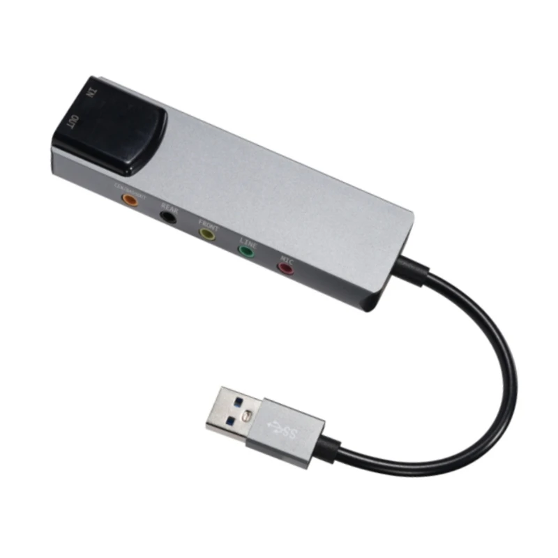 Aluminium USB externe geluidskaart SPDIF optisch voor pc 5.1/7.1-kanaals ondersteuning