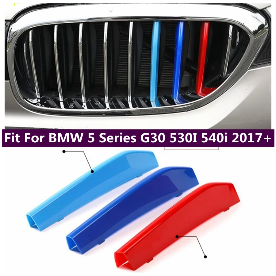 

Tricolor Front Grille Racing Front Grill Stripes Cover Trim Fit For BMW 5 Series G30 530i 540i 2017 - 2023 Accessories